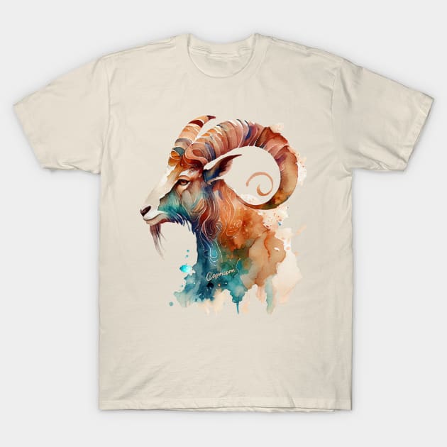 Zodiac Sign CAPRICORN - Watercolour Illustration of Capricorn T-Shirt by KOTOdesign